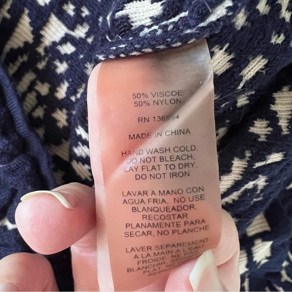 Sioni Textured Sweater Dress Sleeveless Cream and Navy Bodycon Size Medium - Picture 7 of 7